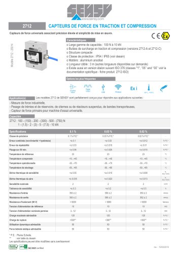 2712 : CAPTEURS DE FORCE EN TRACTION ET COMPRESSION