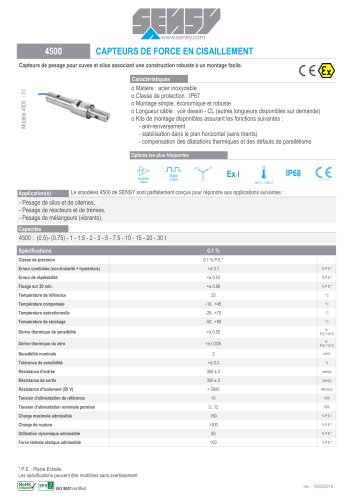 4500 : CAPTEURS DE FORCE EN CISAILLEMENT