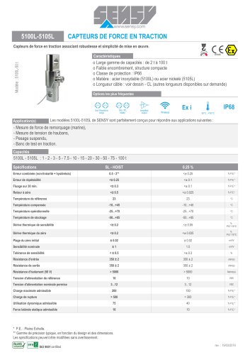 5100L-5105L : CAPTEURS DE FORCE EN TRACTION