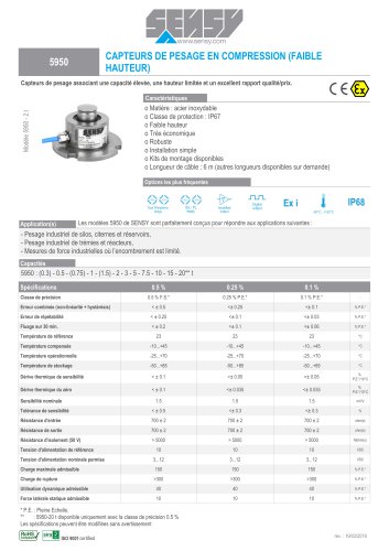 5950 : CAPTEURS DE PESAGE EN COMPRESSION (FAIBLES HAUTEUR)