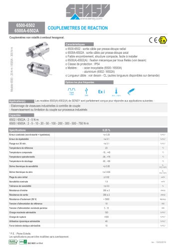 6500-6502 6500A-6502A : COUPLEMETRES DE REACTION