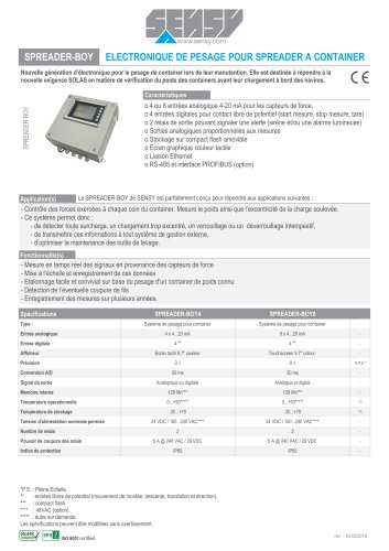 SPREADER-BOY : ELECTRONIQUE DE PESAGE POUUR SPREADER A CONTAINER