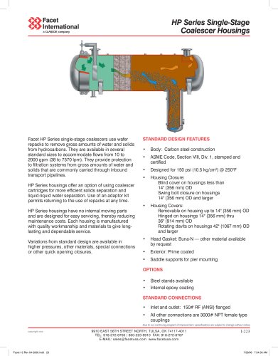 HP series single-stage coalescer housing