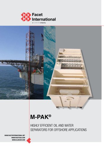 M-Pak brochure with details about oil-water separation in offshore applications