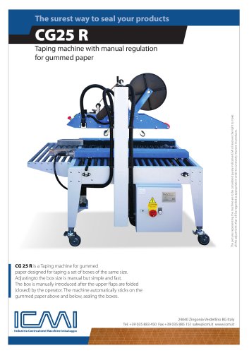 CG25 R - Taping machine with manual regulation for gummed paper