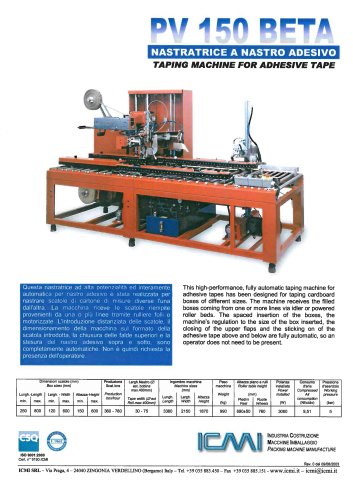 ICMI's taping machines for self-adhesive tape PV150