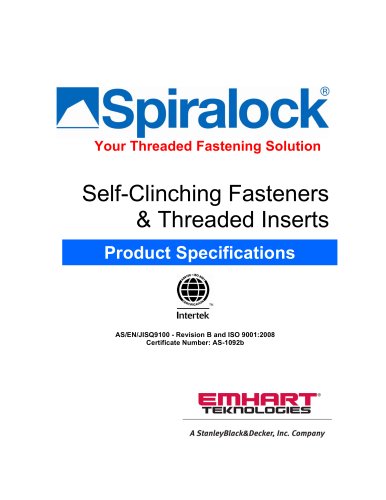 Spiralock Self-Clinching Nuts and Threaded Insert