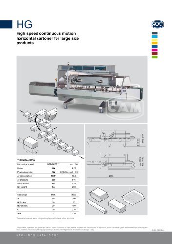 HG continuous motion horizontal cartoner for large size products