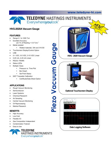 HVG-2020A Vacuum Meter  Bulletin