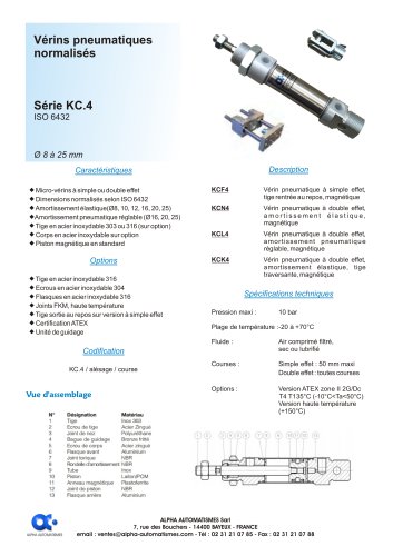 Série KC.4 - Vérins pneumatiques normalisés - ISO 6432 - Ø 8 à 25 mm