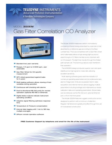  Model 300EM Gas Filter Correlation CO Analyzer