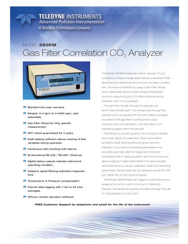  Model 360EM Gas Filter Correlation CO2 Analyzer