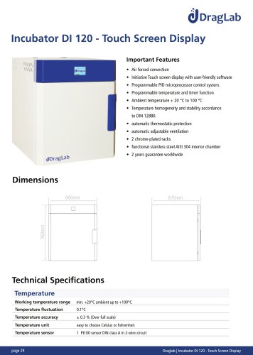 Incubator DI 120 - Touch Screen Display