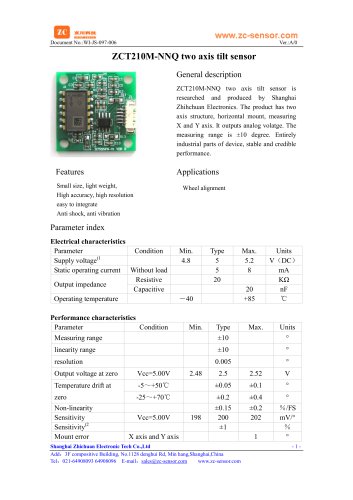 ZC ZCT210M-NNQ Dual-axis high accuracy inclinometer bare board