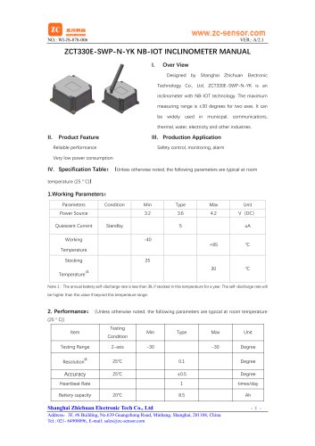 ZCT330E-SWP-N-YK NB-IoT tiltmeter for IoT