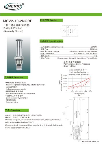 2/2-way hydraulic directional control valve MSV2-10-2NCRP