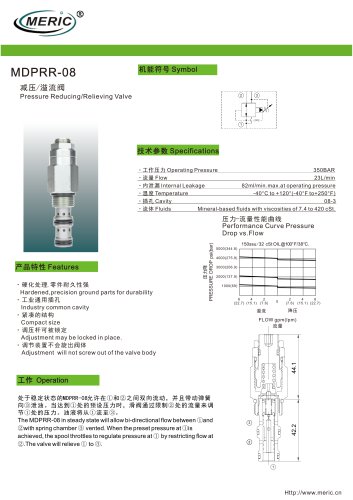 Flow-control pressure relief valve MDPRR-08 series