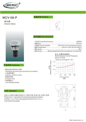 Poppet check valve MCV-08-P series