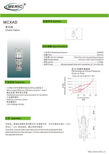 Poppet check valve MCXAD series