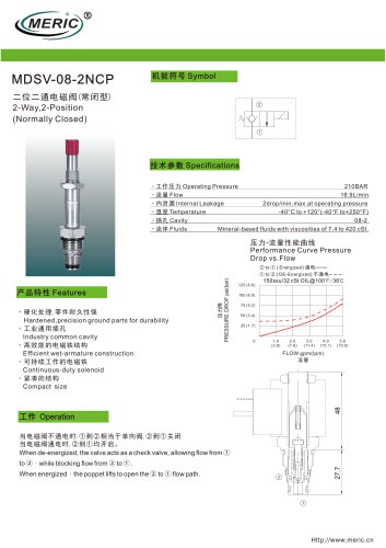 Poppet hydraulic directional control valve MDSV-08-2NCP