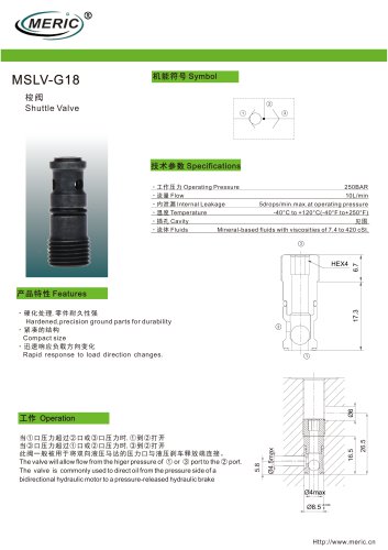 Shuttle check valve MSLV-G18