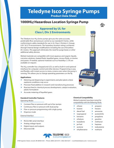 1000HLf  Hazardous Location Syringe Pump