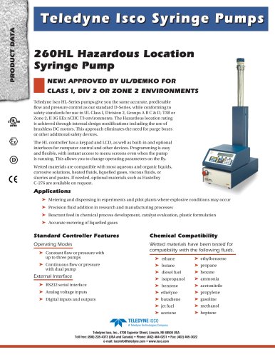 260HL Hazardous Location Syringe Pump