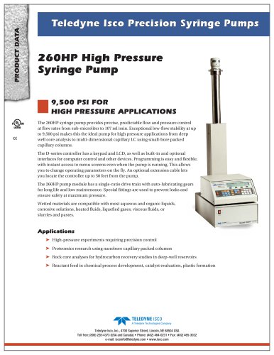 260HP High Pressure Syringe Pump