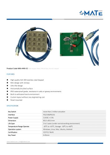 MATE MKA-44N-V2 16 Keys Mini USB Keypad