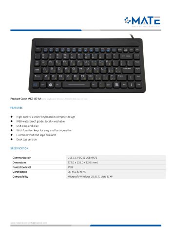 MATE MKB-87-M Professional Basic Medical Silicone Keyboard