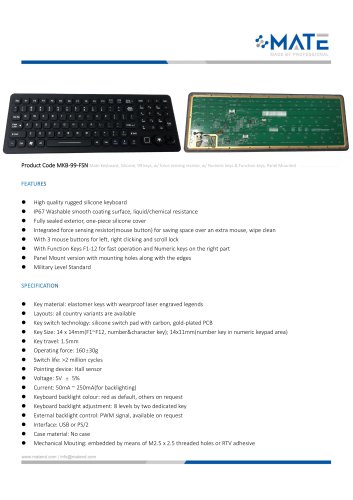 MATE MKB-99-FSN Military Standard Keyboard with Mouse Button