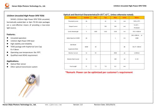 1310nm Uncooled High-Power DFB TO56