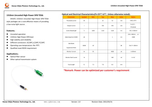 1310nm Uncooled High-Power DFB TOSA