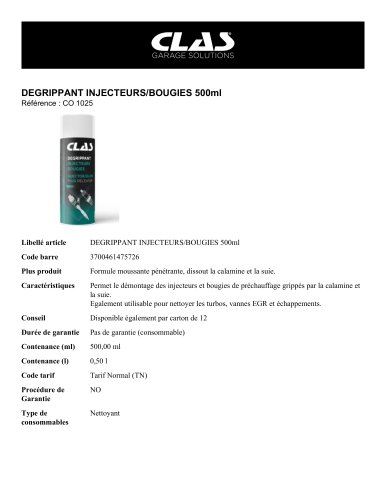 DEGRIPPANT INJECTEURS/BOUGIES 500ml