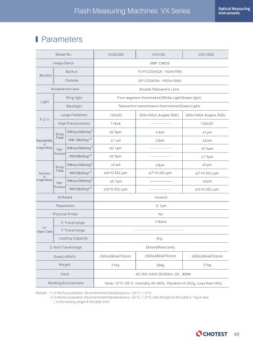 Flash Measuring Machines VX3030D VX3100 VX3200D VX3300D VX3500 VX5100