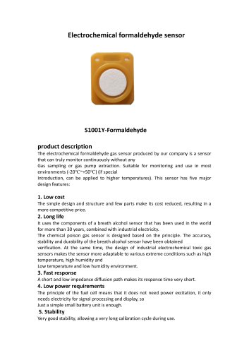 Electrochemical formaldehyde gas sensor