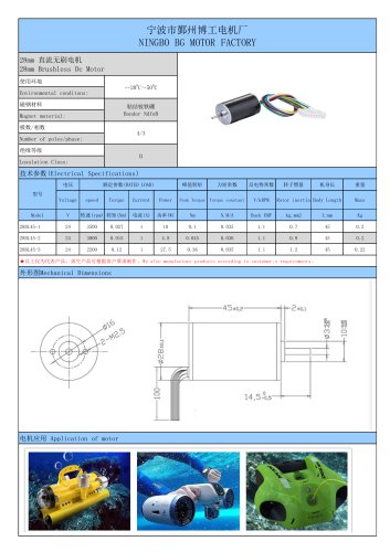 The DC Brushless Motor Catalogo From Ningbo BG Motor Factory