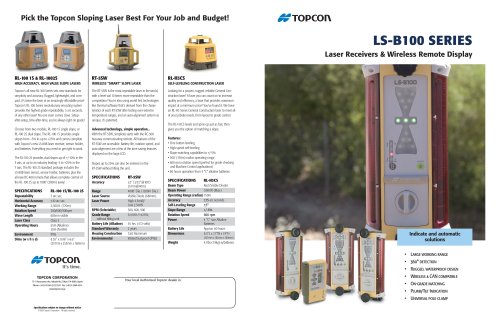 Laser Receivers & Wireless Remote Display LS-B100/110W