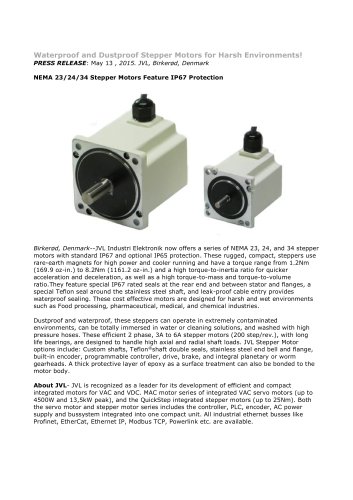 Water- and dustproof Stepper Motors