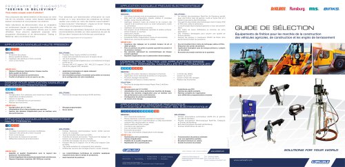 Guide de sélection Equipements de chantier et travaux public et agriculture