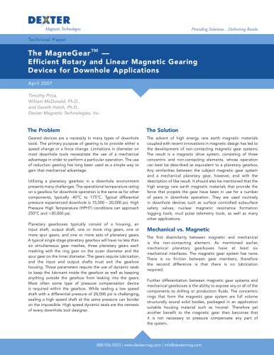 MagneGear Linear and Rotary Magnetic Gears Technical Paper