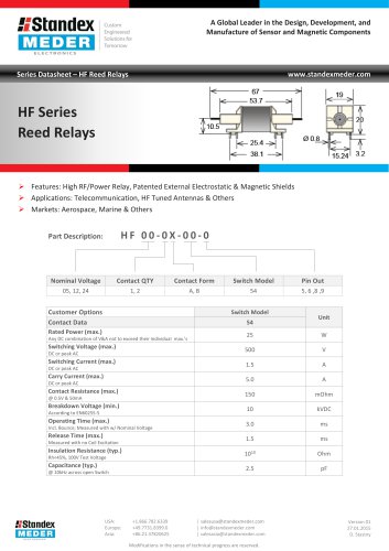 HF SERIES REED RELAY