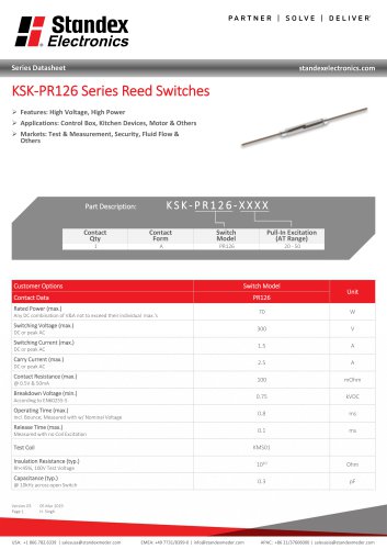 KSK-PR126 Series Reed Switches