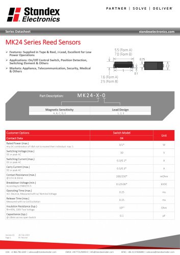 MK24 SERIES REED SENSOR