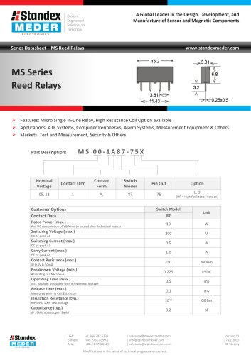 MS SERIES REED RELAY