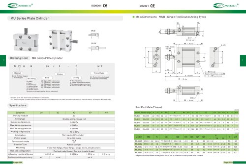 MU Series Plate Cylinder