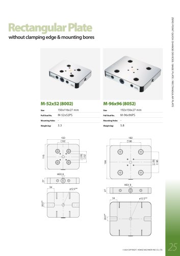 RECTANGULAR MASTER PLATE of Zero Point Quick Change Devices -G