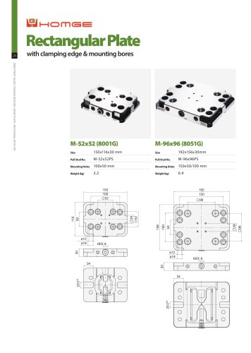 RECTANGULAR MASTER PLATE (WITH CLAMPING EDGE AND MOUNTING BORES) -G