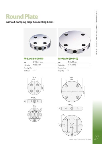 ROUND PLATE for Zero Point Quick Change Devices -g