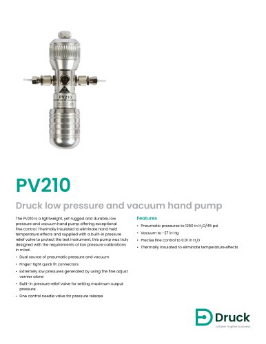 Druck PV210 Low Pressure and Vacuum Hand Pump